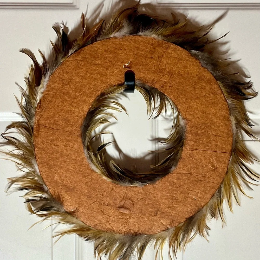 Decorative  Brown Feather Wreath - Picture 6 of 6